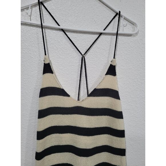Atelier Evene Paris Women's Black‎ and Cream Striped Strap Dress size S/M #P3 - Picture 4 of 8